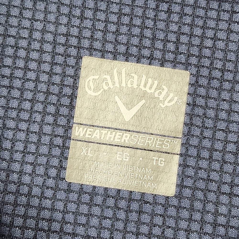 Callaway Weather Series Mens XL Navy Blue Quarter Zip Waffle Fleece Pullover - Picture 2 of 8